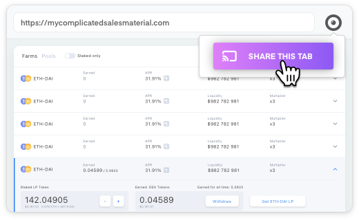 Screen share in one click