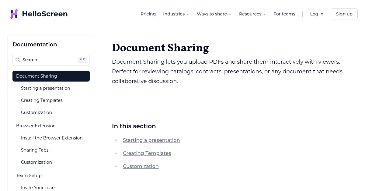 Document Sharing | HelloScreen Documentation