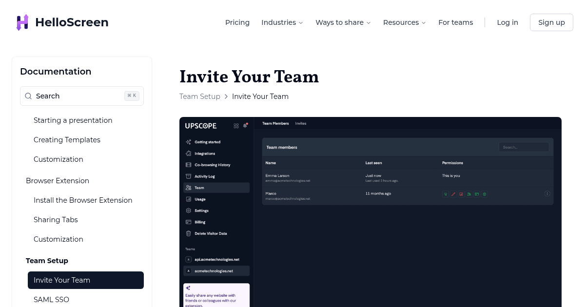 Utcom Invite Invite Your Team | HelloScreen Documentation